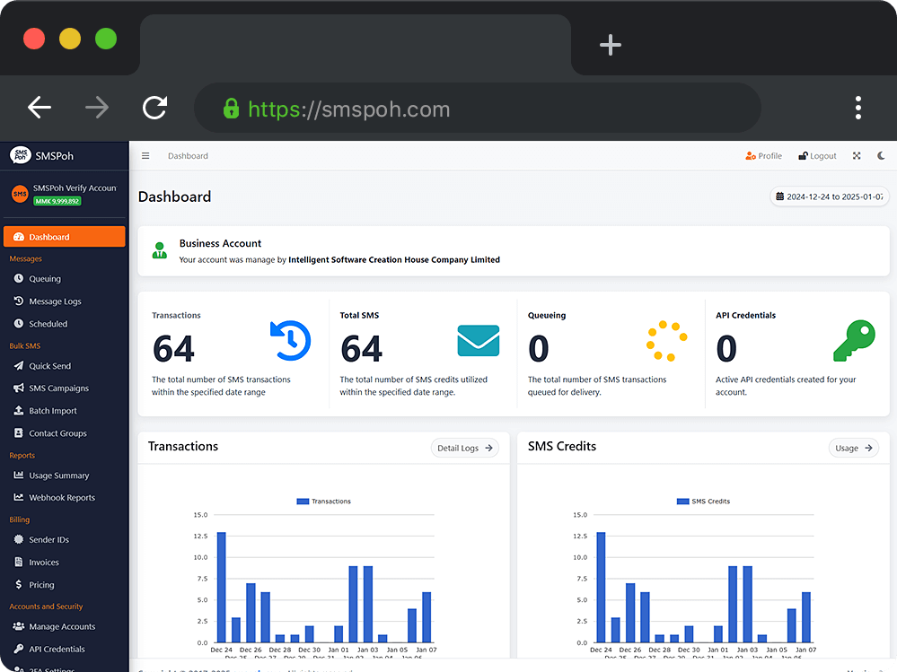 SMSPoh Dashboard Web Preview SMSPoh Dashboard Web Preview